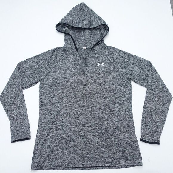 Under Armour Hoodie Women's Medium Heather Gray Long Sleeve Heatgear Pullover - Picture 1 of 7